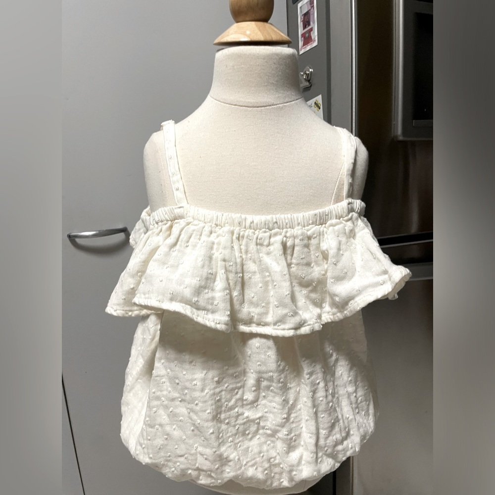 NWT girls eyelet cold shoulder crop top , cream colored